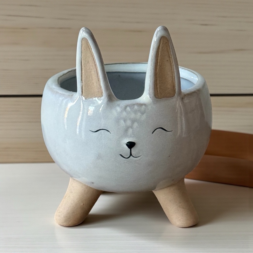 NWT Ceramic Bunny Planter with Ears! NEW!
